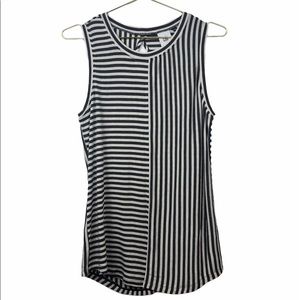 Cabi London Tank Charcoal Ivory Gray Block Stripe